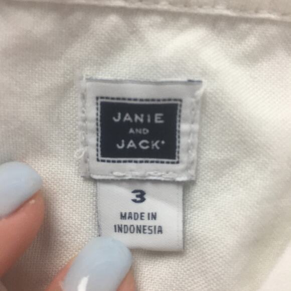 Janie and Jack Kids Boys Button Down Long Sleeve Shirt 100% Cotton White Size 3 - Picture 2 of 6